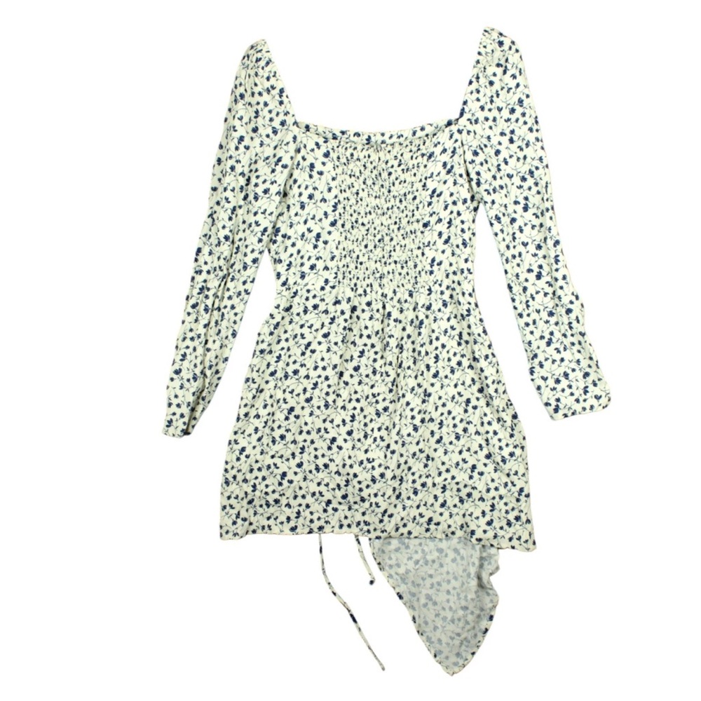 Reformation Rosalie Mini Wrap Dress Sz 12 Long Sleeve Floral Smocked back Boho - Picture 4 of 12